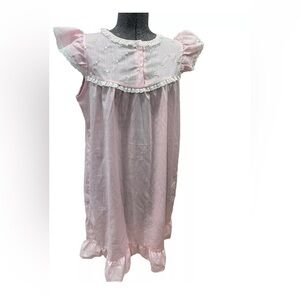 KATZ VTG 1970s flutter sleeve Pink ladies nightgown size M-embroidered roses lac